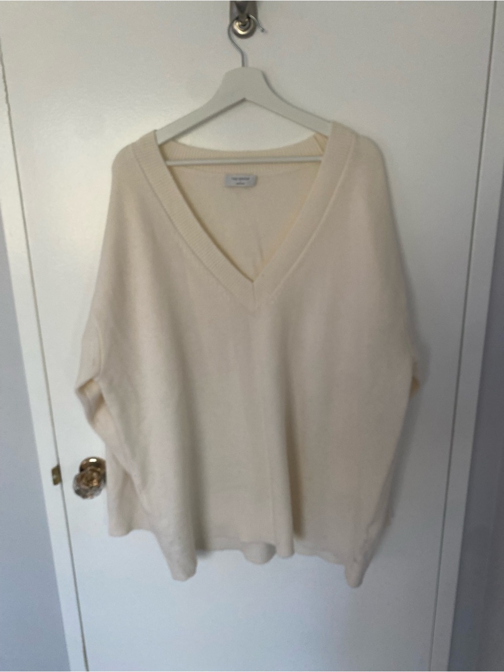 Oversized V-Neck Cream Sweater